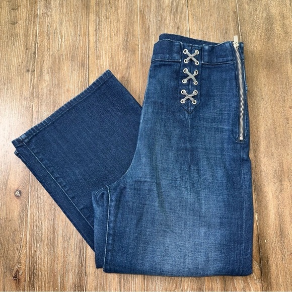 J Brand Denim - J Brand High Rise Boot Crop Jean Joan Lace Up Blue